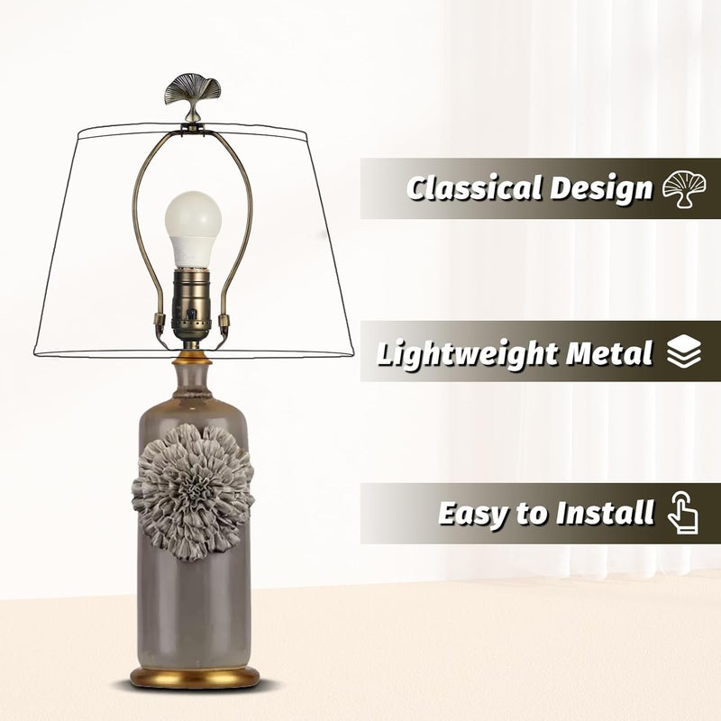 GooChan Vintage Lamp Finial Cap Knob,Leaf Shaped Metal Finial for Lamp Shade Top,Dual-Thread Lamp Top Screw,Fit Both 1/8 IP and 1/4-27 Thread - Image 4